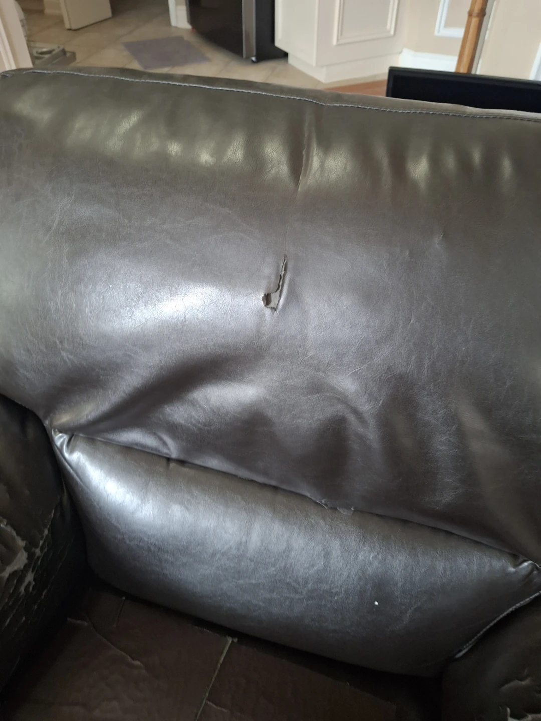 Brown Faux Leather Recliner - fabric aged - photo 2