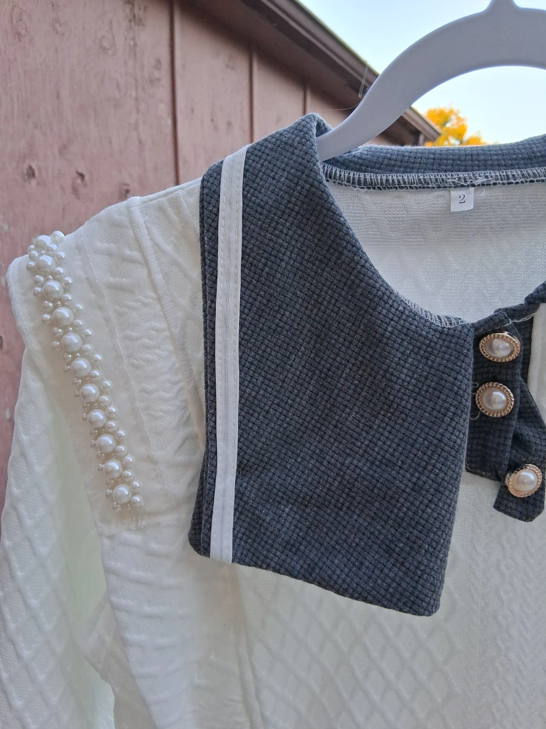 White Quilted Top with Pearl Embellishments