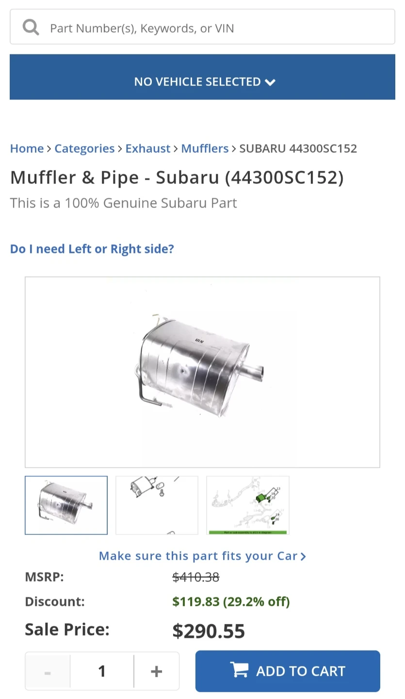 Subaru Muffler & Pipe - 44300SC152 - photo 4