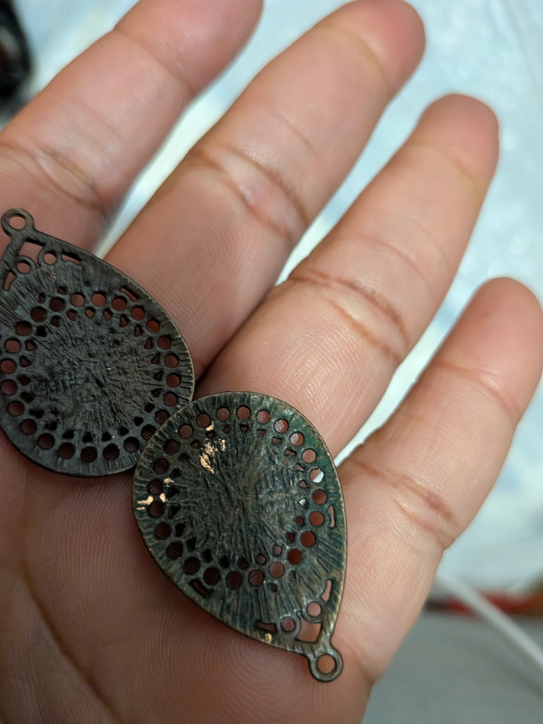 Teardrop Filigree Charms with Crystals - photo 2