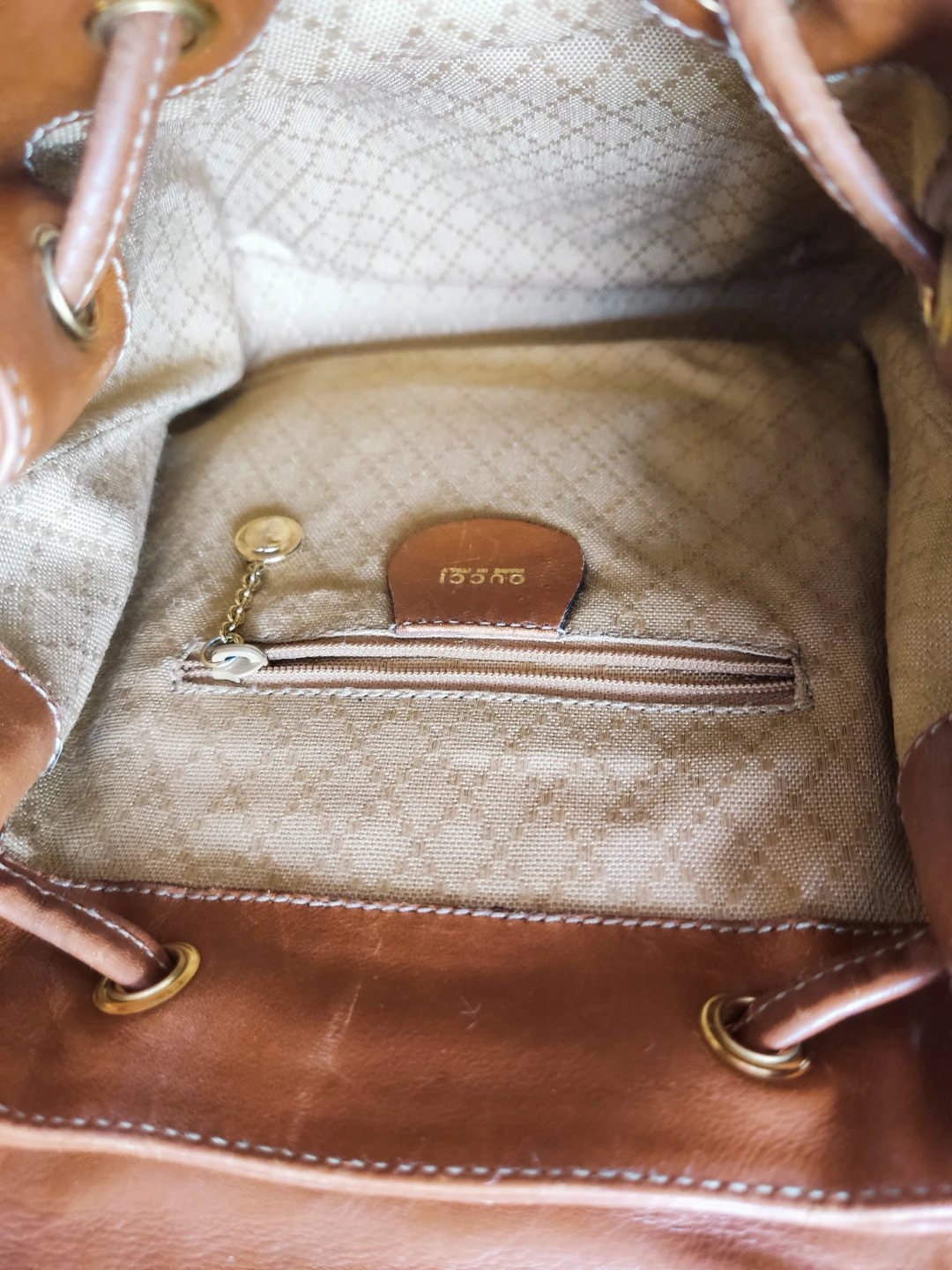 Authentic GUCCI Brown Leather Bamboo Handle Backpack Bag - photo 5