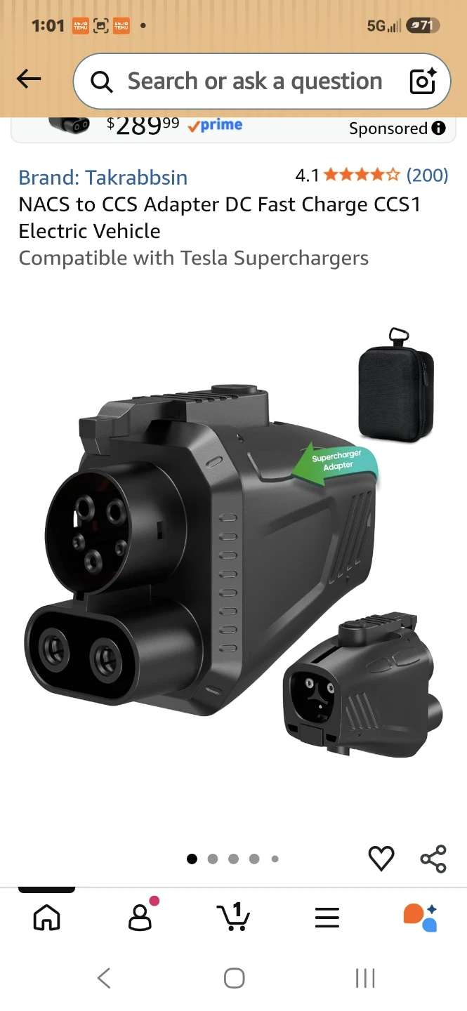 EV Charger NACS to CCS1 Adapter for Electric Vehicle - photo 2