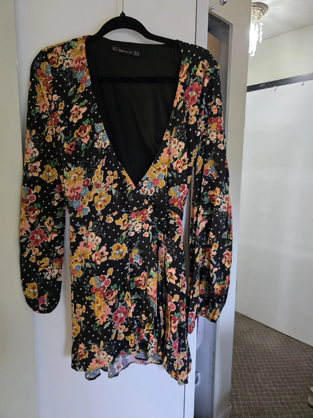 Zara Trafaluc Floral Long Sleeve Dress Medium