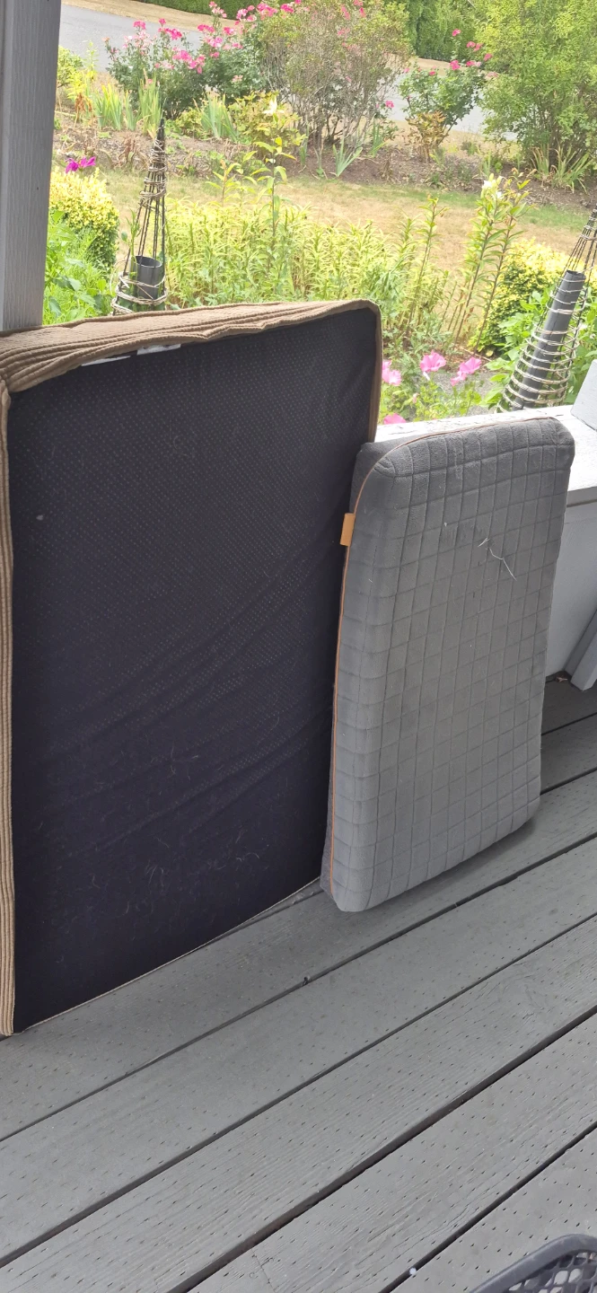 Grey and tan used dog beds