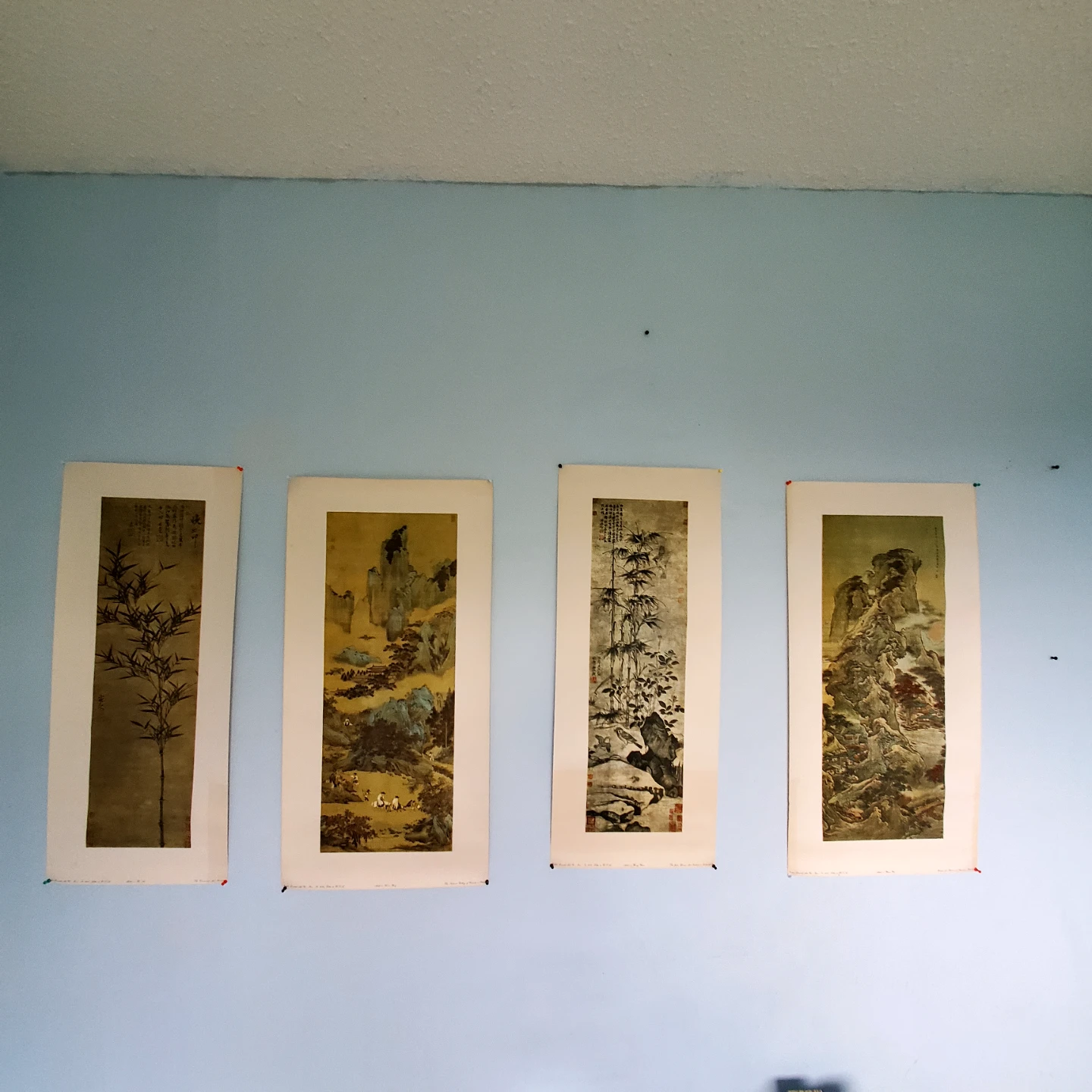 Set of 4 Traditional Asian Scroll Paintings