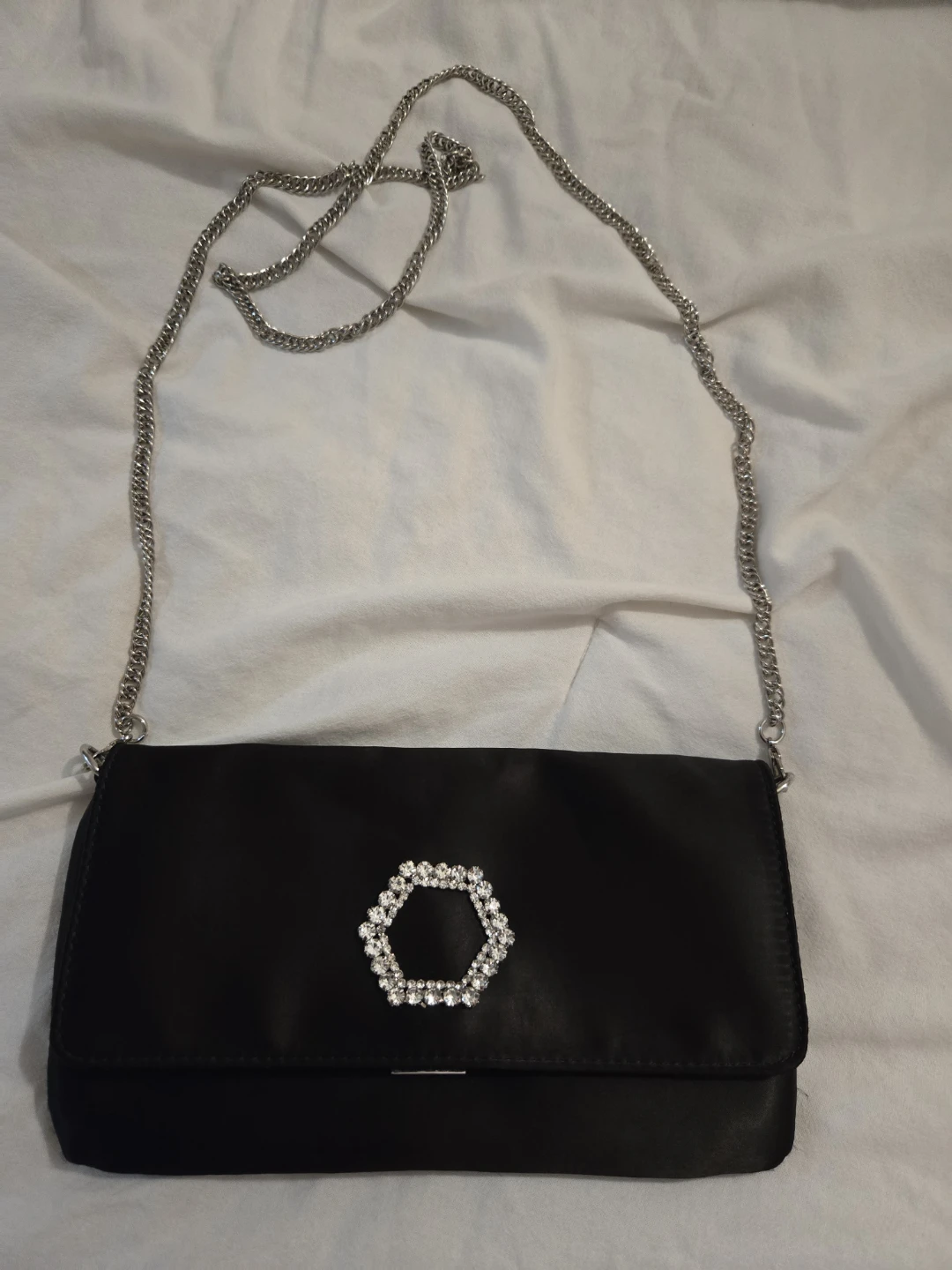 Steve Madden Black Clutch with Rhinestone Detail