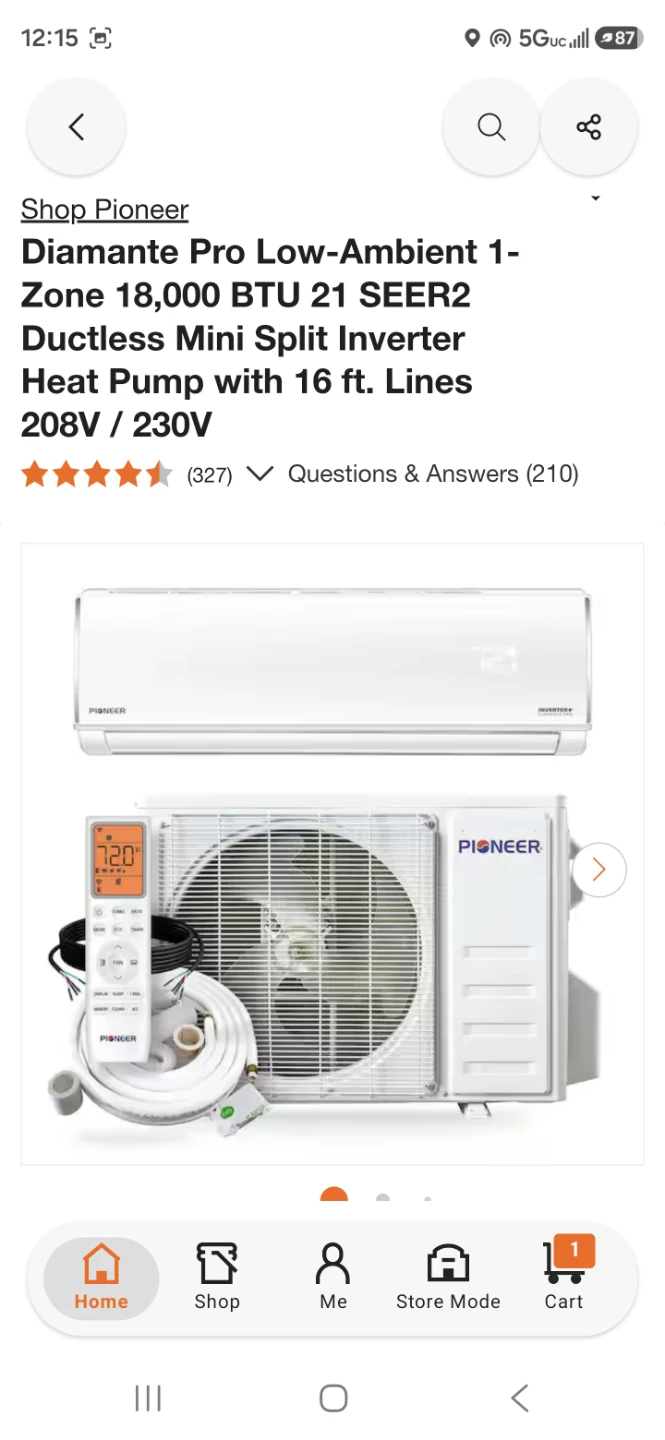 Pioneer Diamante Pro 18000 BTU Ductless Mini Split