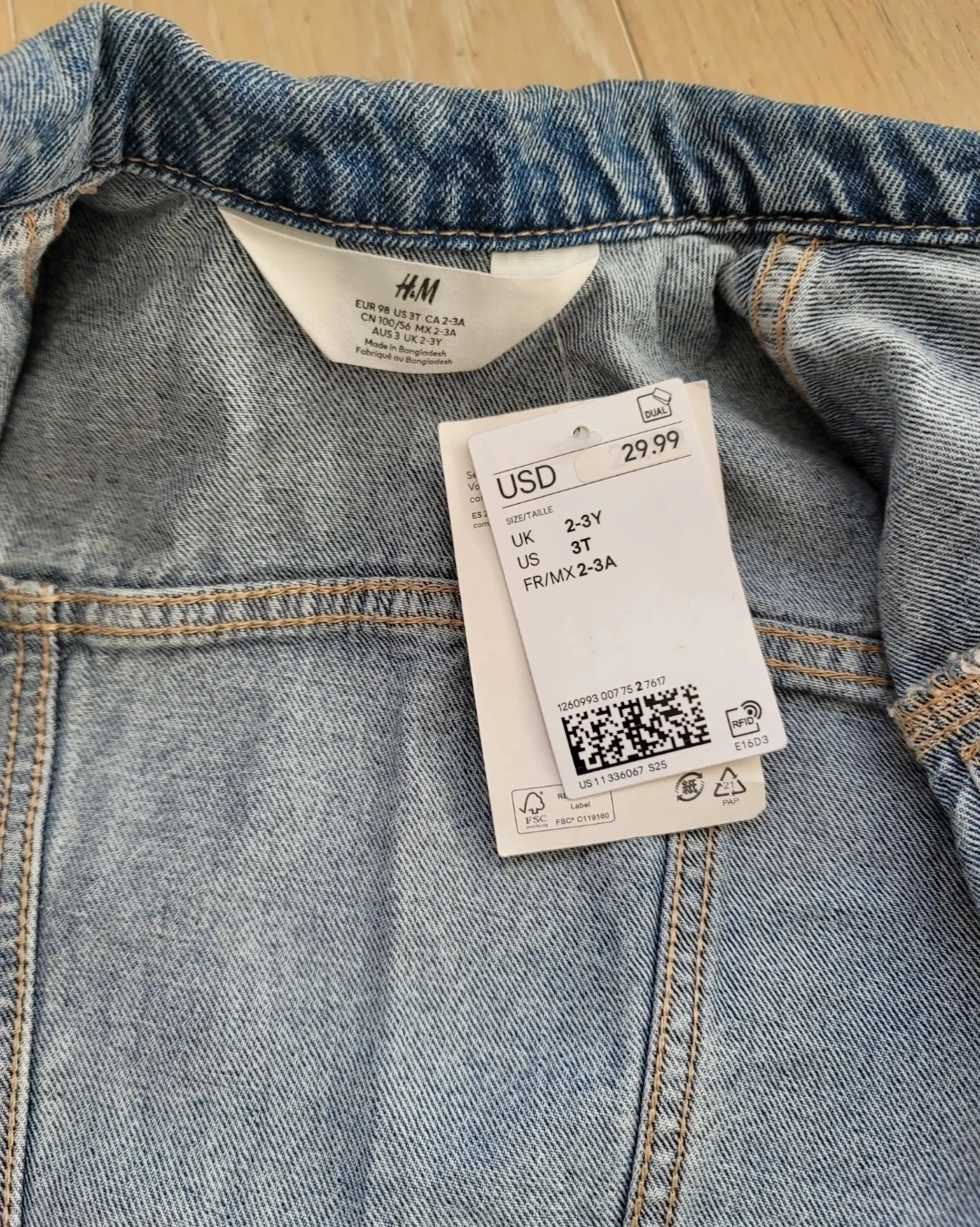 H&M Denim Jacket Boys Size 3T - photo 2