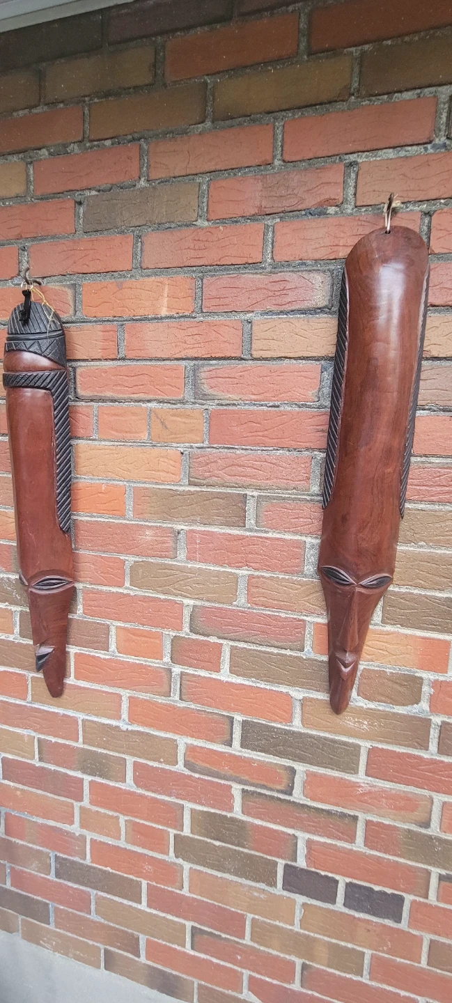 Carved Wooden Wall Masks - Set of 2 - photo 2