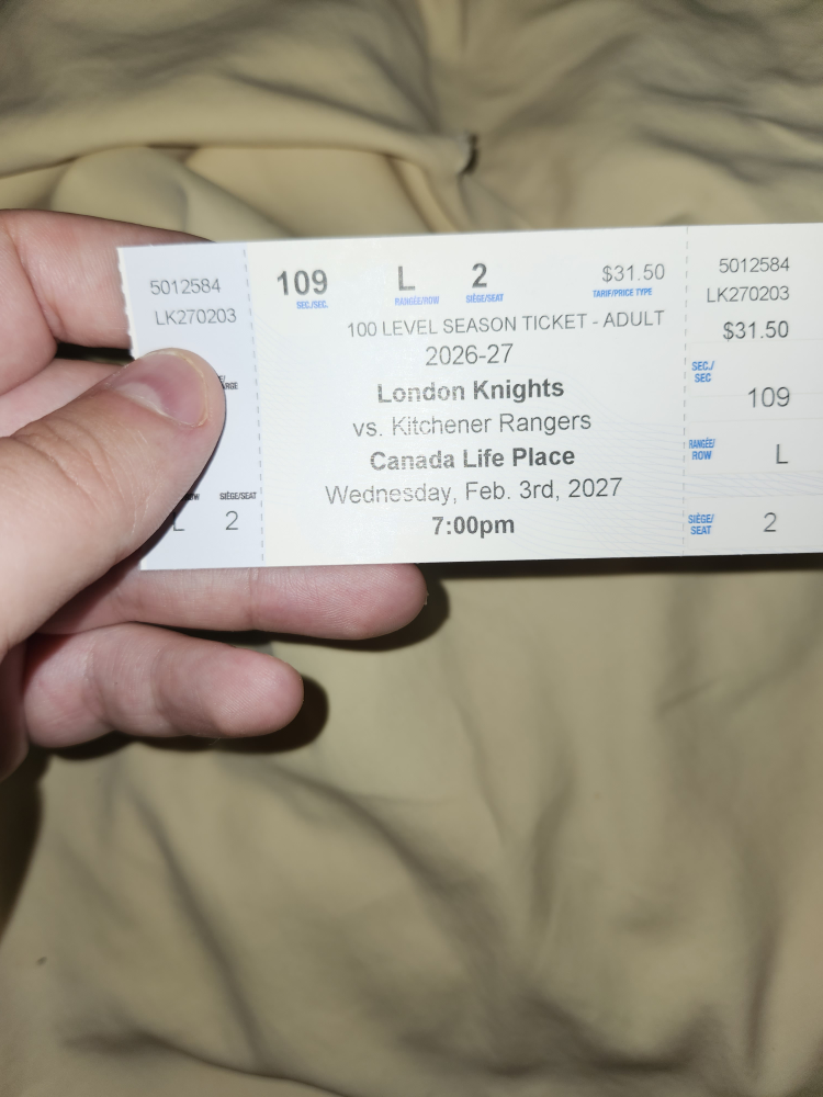 London Knights 100 Level Season Ticket - Feb 3, 2027