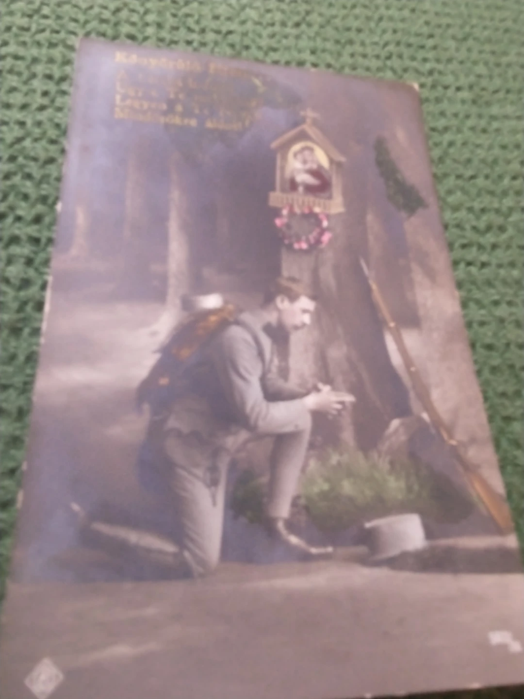Sentimental 1916 WWI Hungarian Soldier Praying Postcard - photo 2