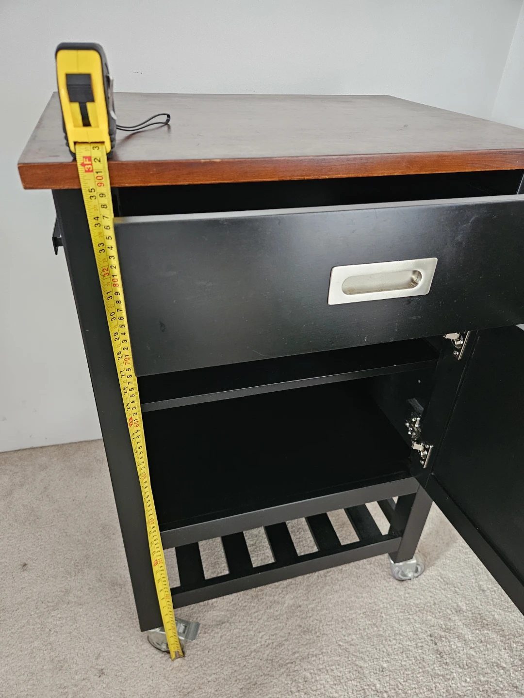 Black Kitchen Cart with Wood Top - photo 4