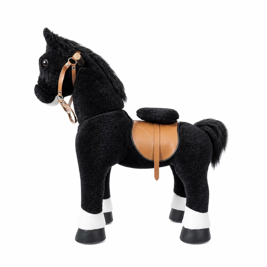 PonyCycle Black Ride Plush Mechanical with Wheels