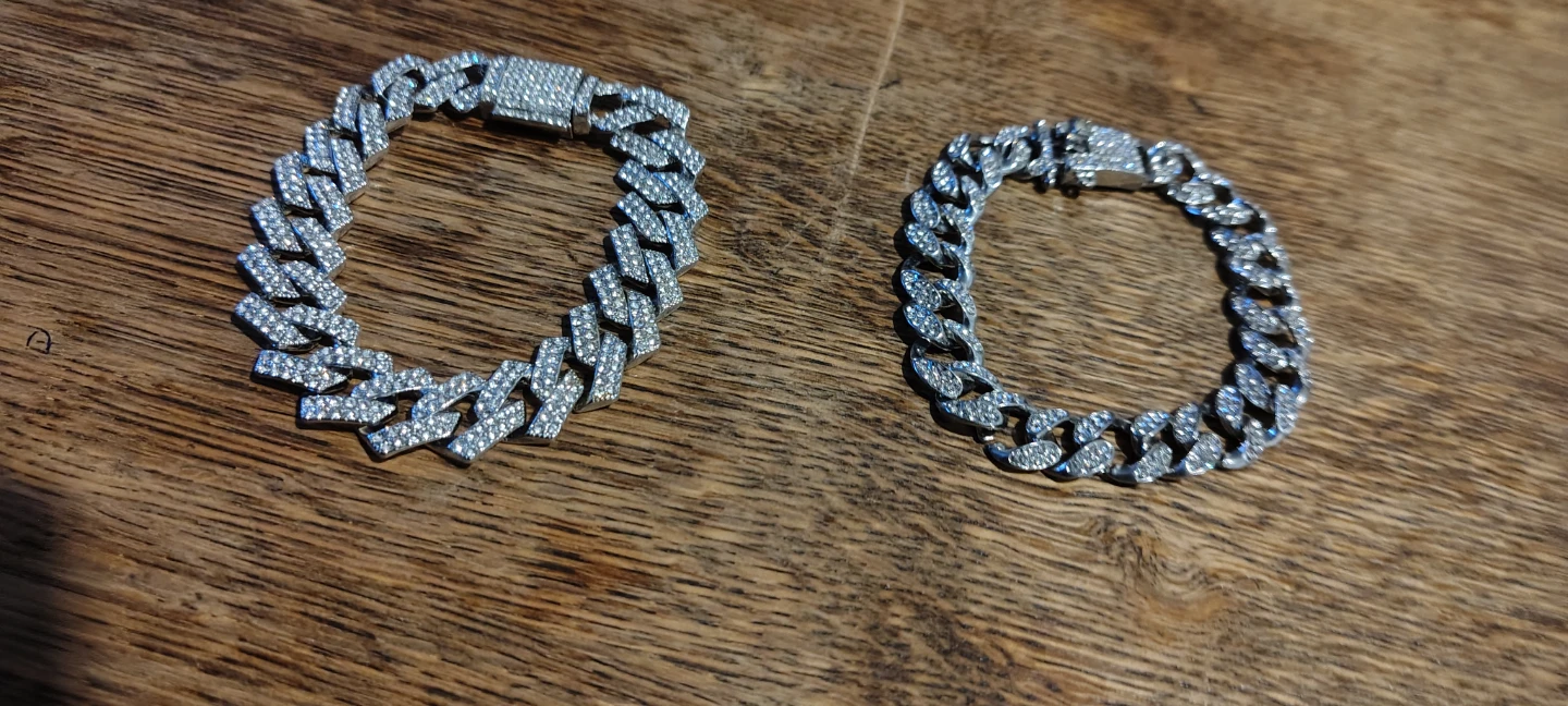 Two Diamond Encrusted Cuban Link Bracelets - photo 2