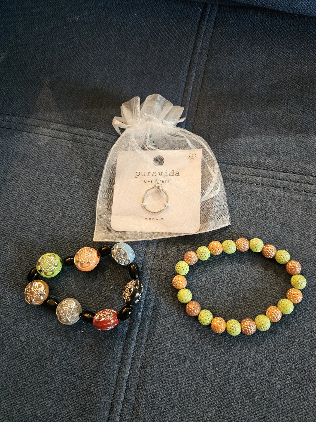 Pura Vida Mood Ring and Two Beaded Bracelets