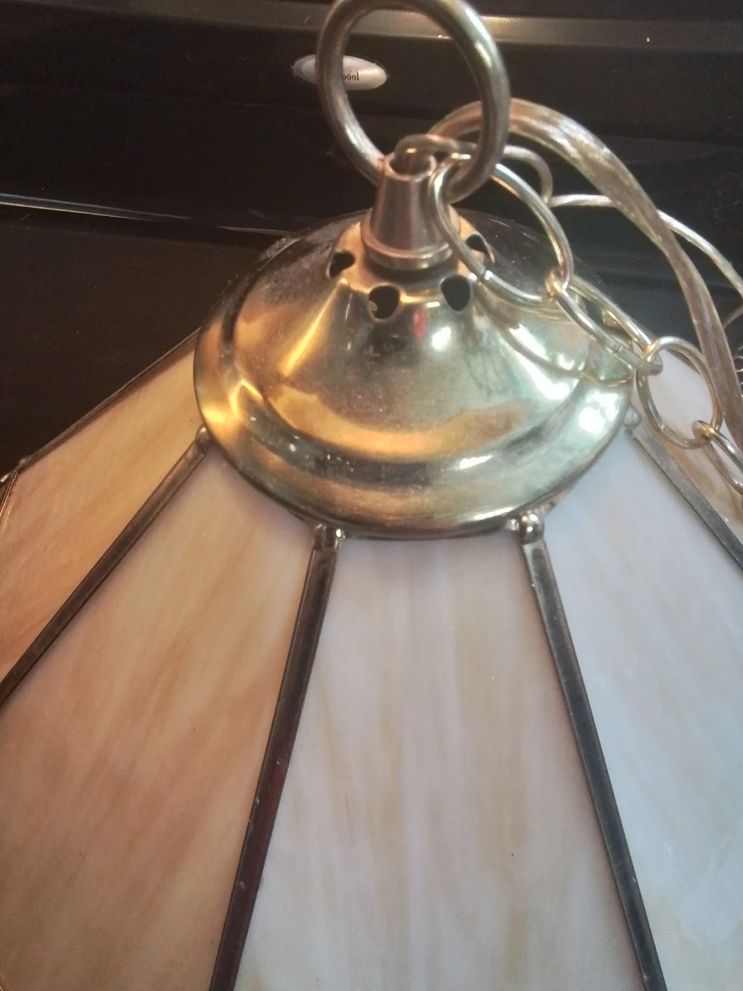 Vintage 1970s Tiffany-Style Slag Glass Hanging Pendant - photo 3