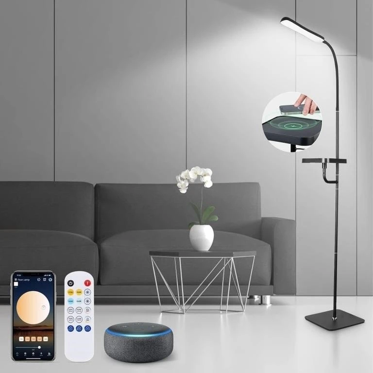 GMK Smart Led Floor Lamp with Wireless Charger (Gold)