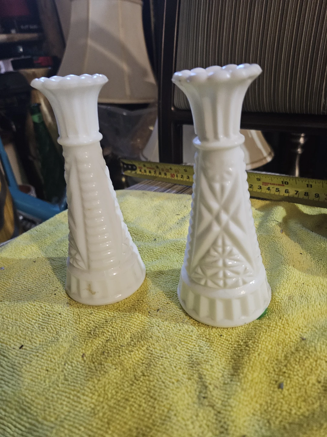 Vintage White Milk Glass Vases - Set of 2 - photo 2