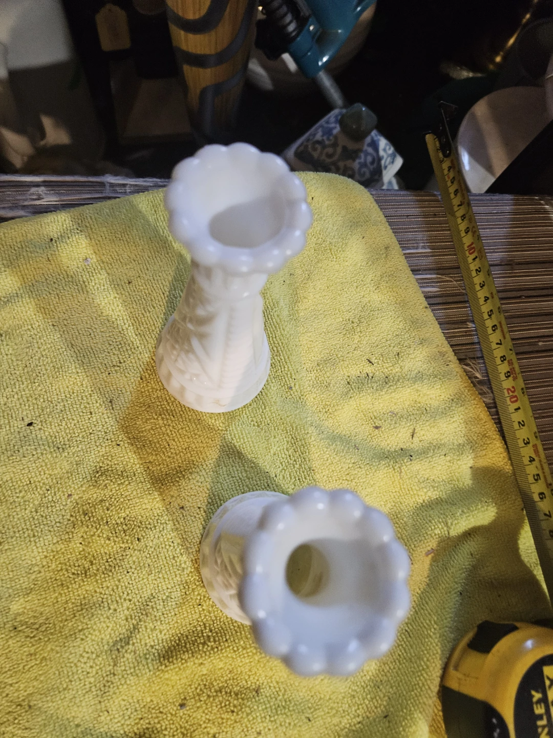 Vintage White Milk Glass Vases - Set of 2 - photo 5