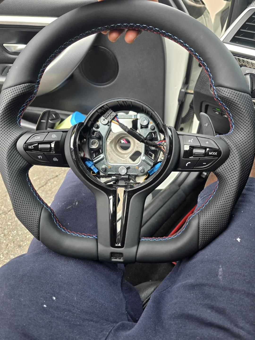 M Sport Steering Wheel with Red/Blue Stitching
