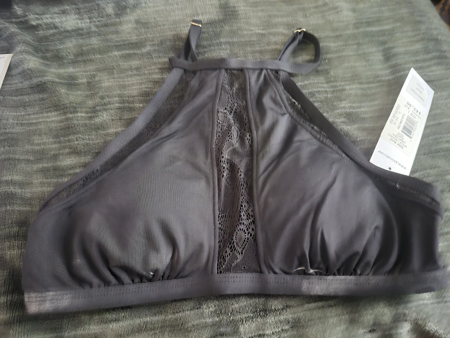 Kensie The Bay Black Lace Halter Bralette S/P