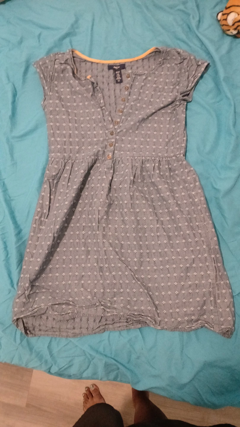 Gap Grey Patterned Button-Up Dress