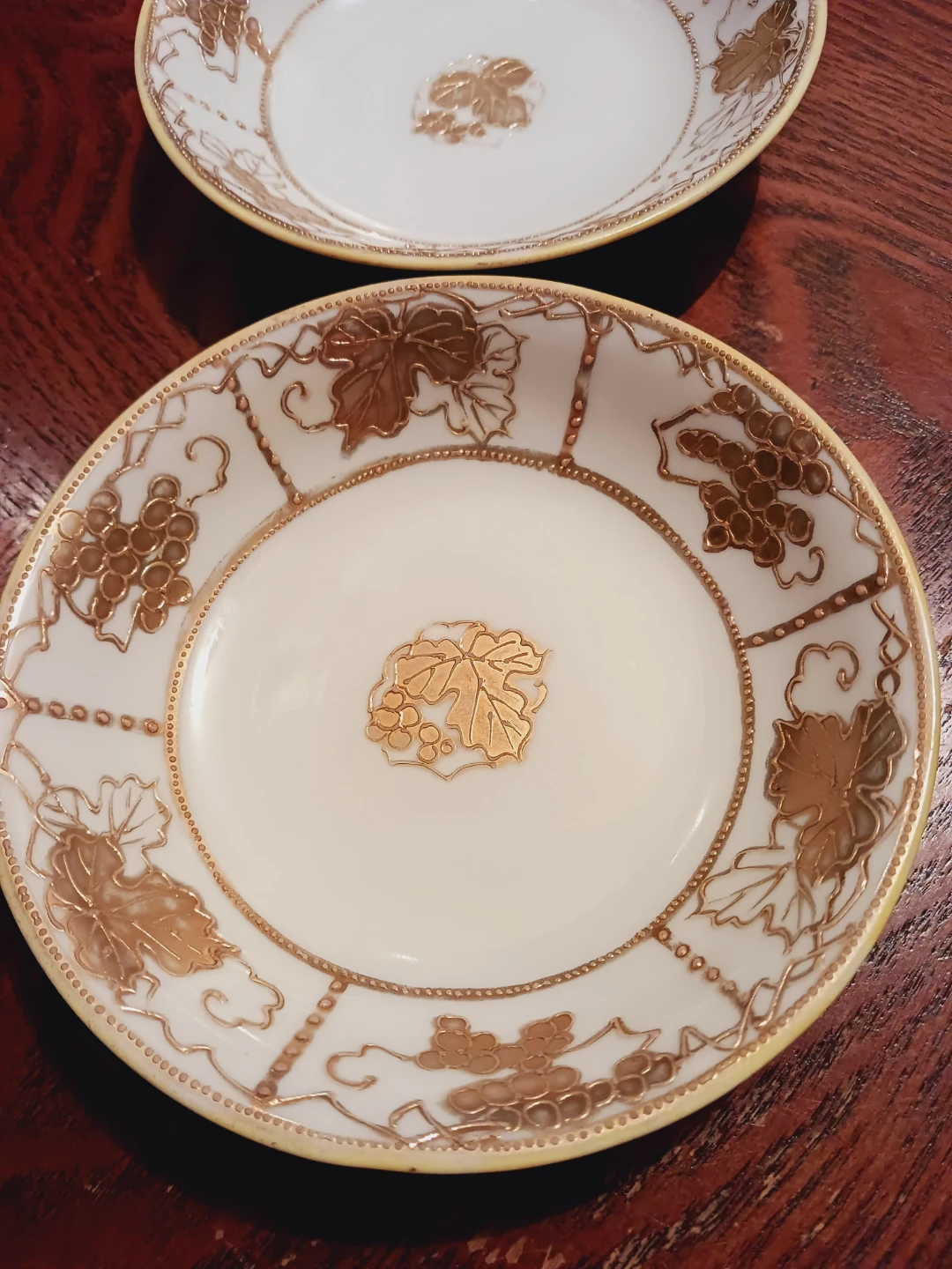 Nippon Hand Painted Gold Grape Saucers Set of 2 - photo 3
