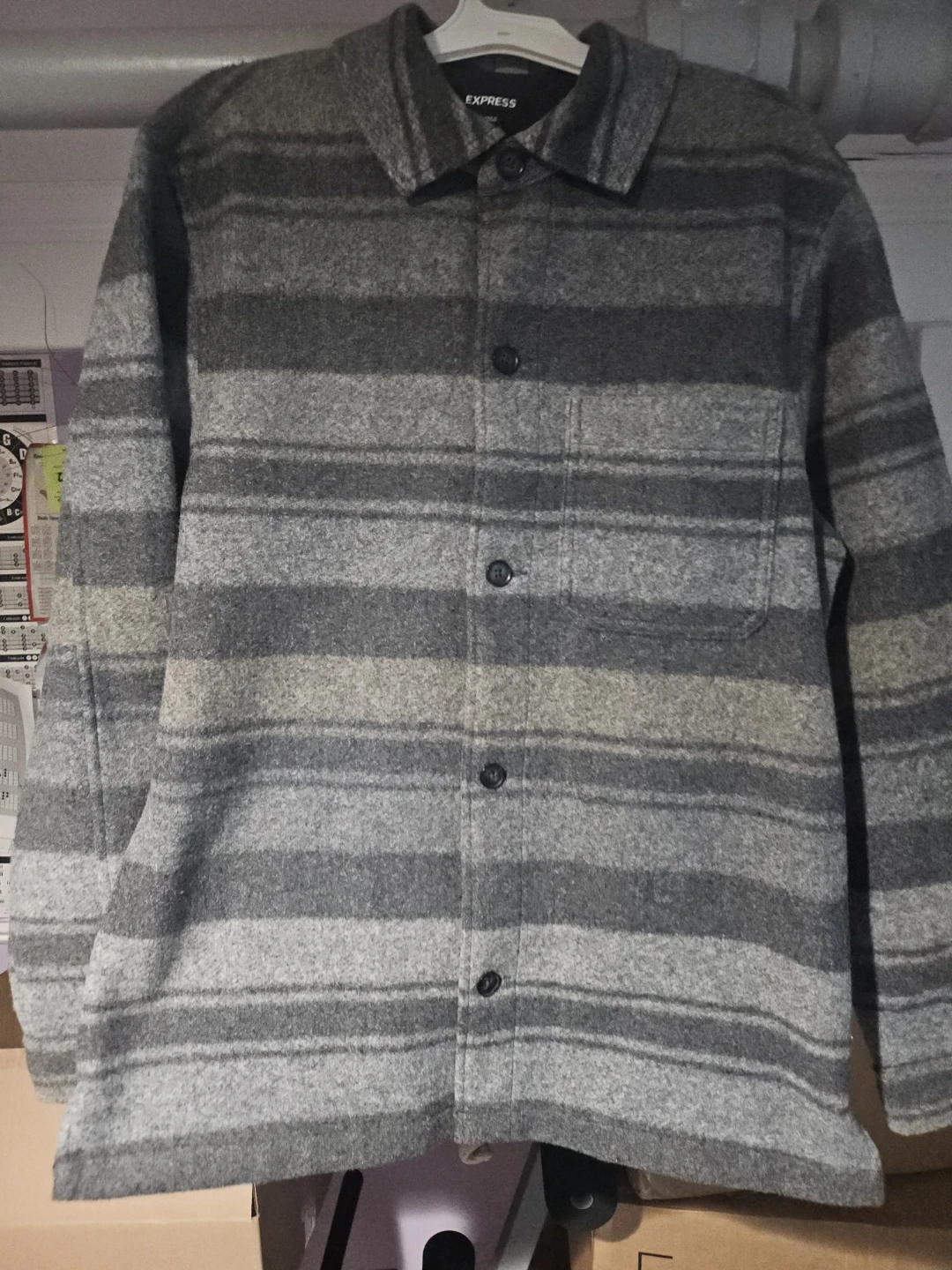 Express Striped Button-Up Shirt Jacket