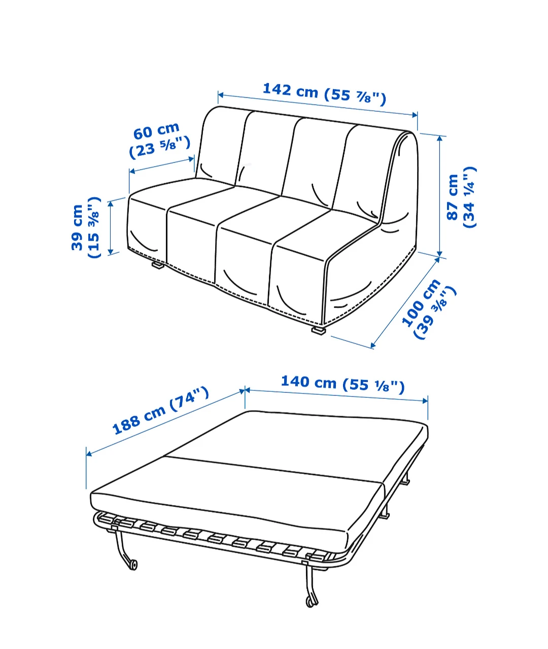 White Sofa Bed Lyckselle IKEA - photo 2