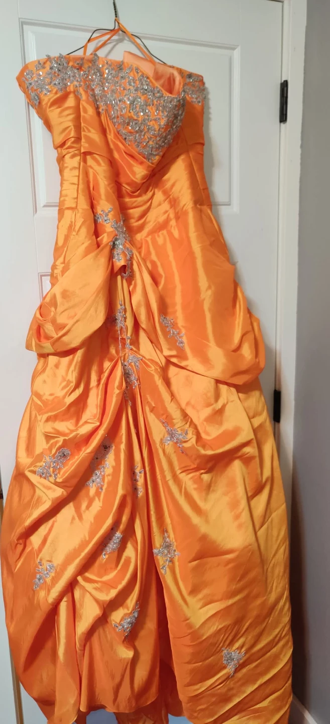 Orange Strapless Embellished Gown - photo 2