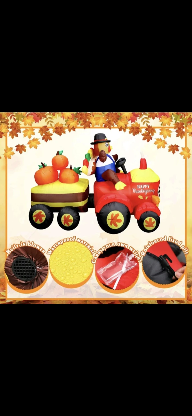 New Inflatable Thanksgiving Turkey Tractor Yard  decoration - photo 5