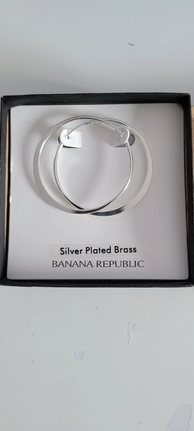 Banana Republic Silver Plated Brass Hoop Earrings