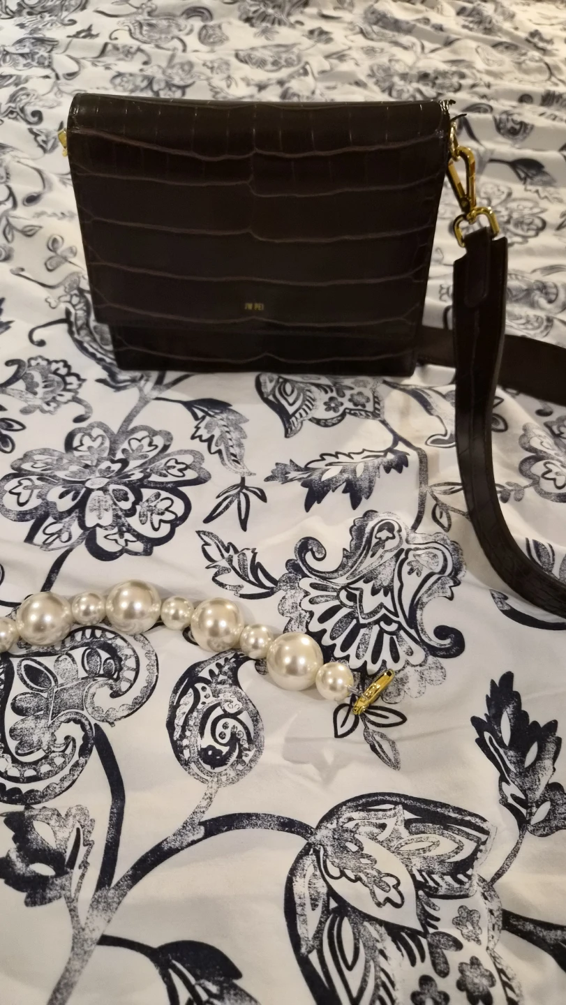 JW PEI Brown Croc Embossed Shoulder Bag with Pearl Strap - photo 2
