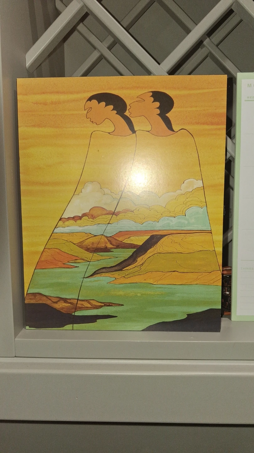 Wooden Art Print - Indigenous Figures and Landscape