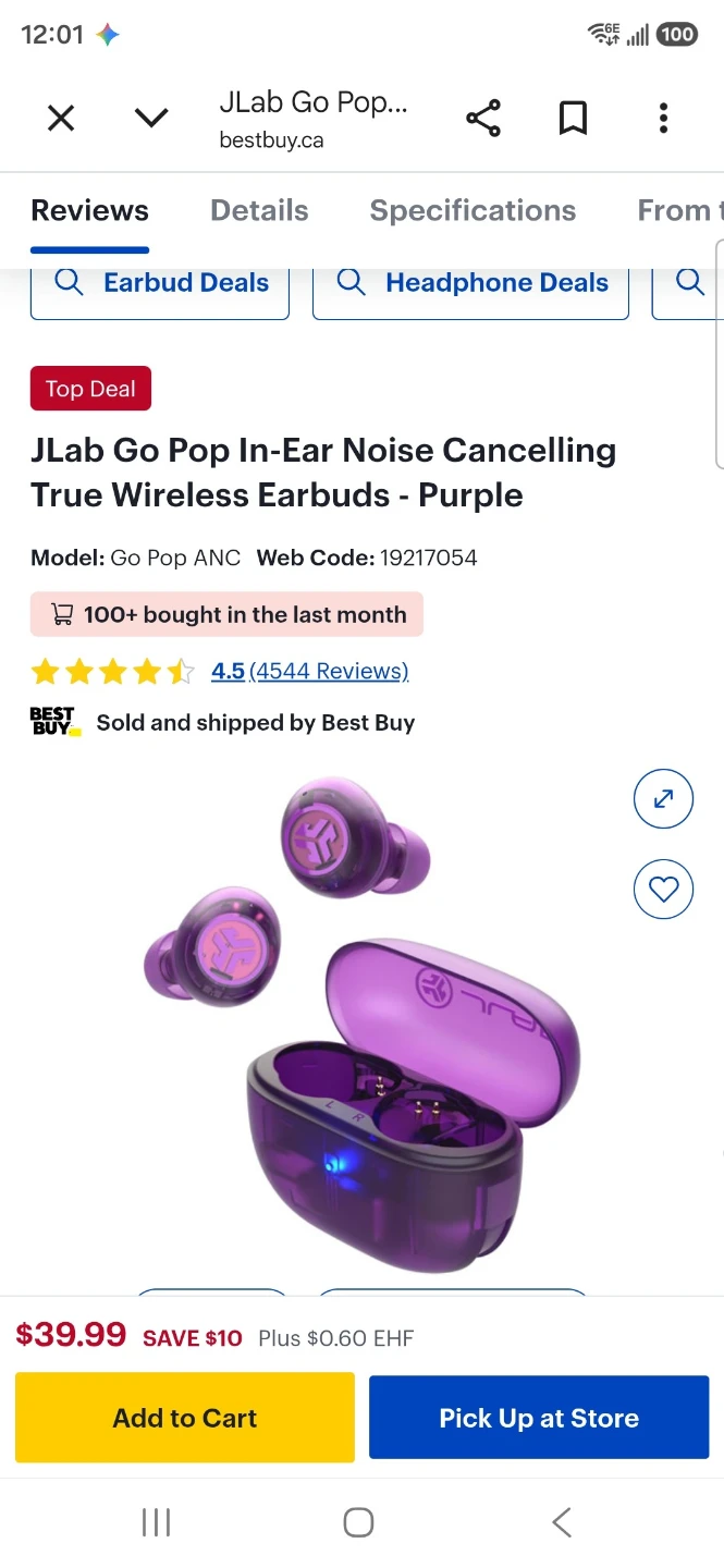 JLab Go Pop ANC True Wireless Earbuds - Purple - photo 3