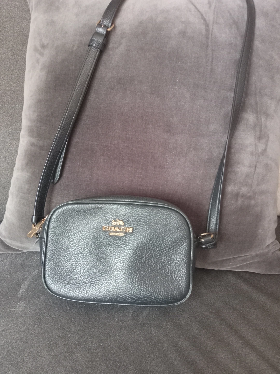 Black Coach Leather Camera Bag