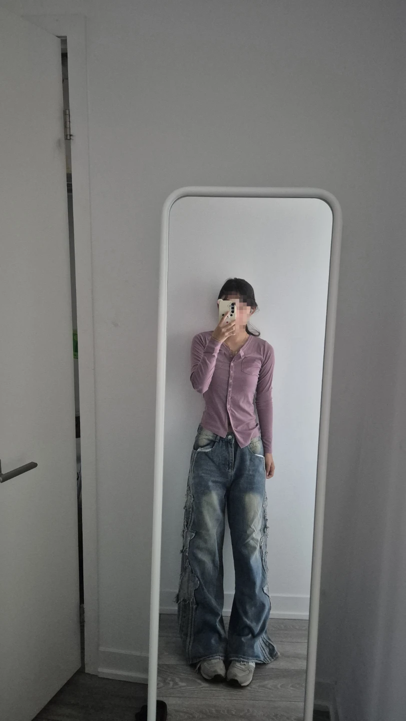 Mauve (Muted Purple) Button-Up Long Sleeve Top