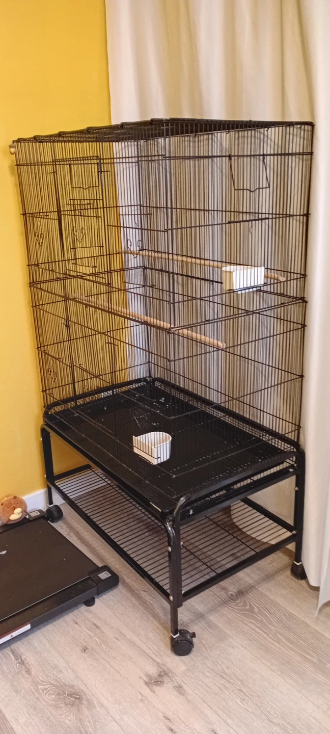 Large Black Bird Cage with Stand - photo 2