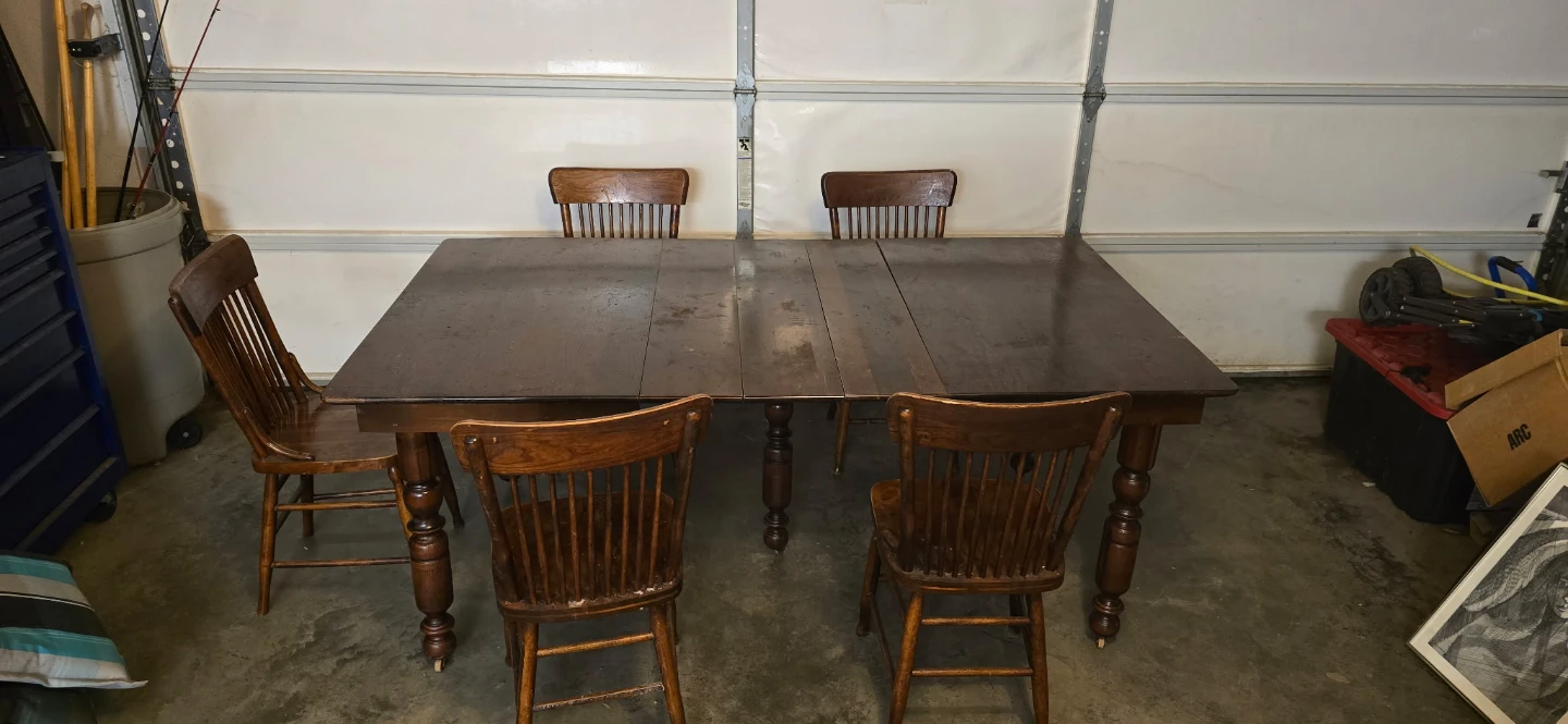 Vintage Wooden Dining Table with Extension Leaves - photo 2