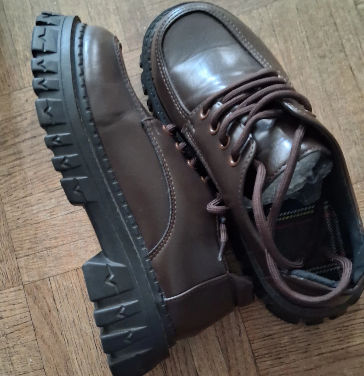 Brown Chunky Platform Lace-Up Shoes - photo 4