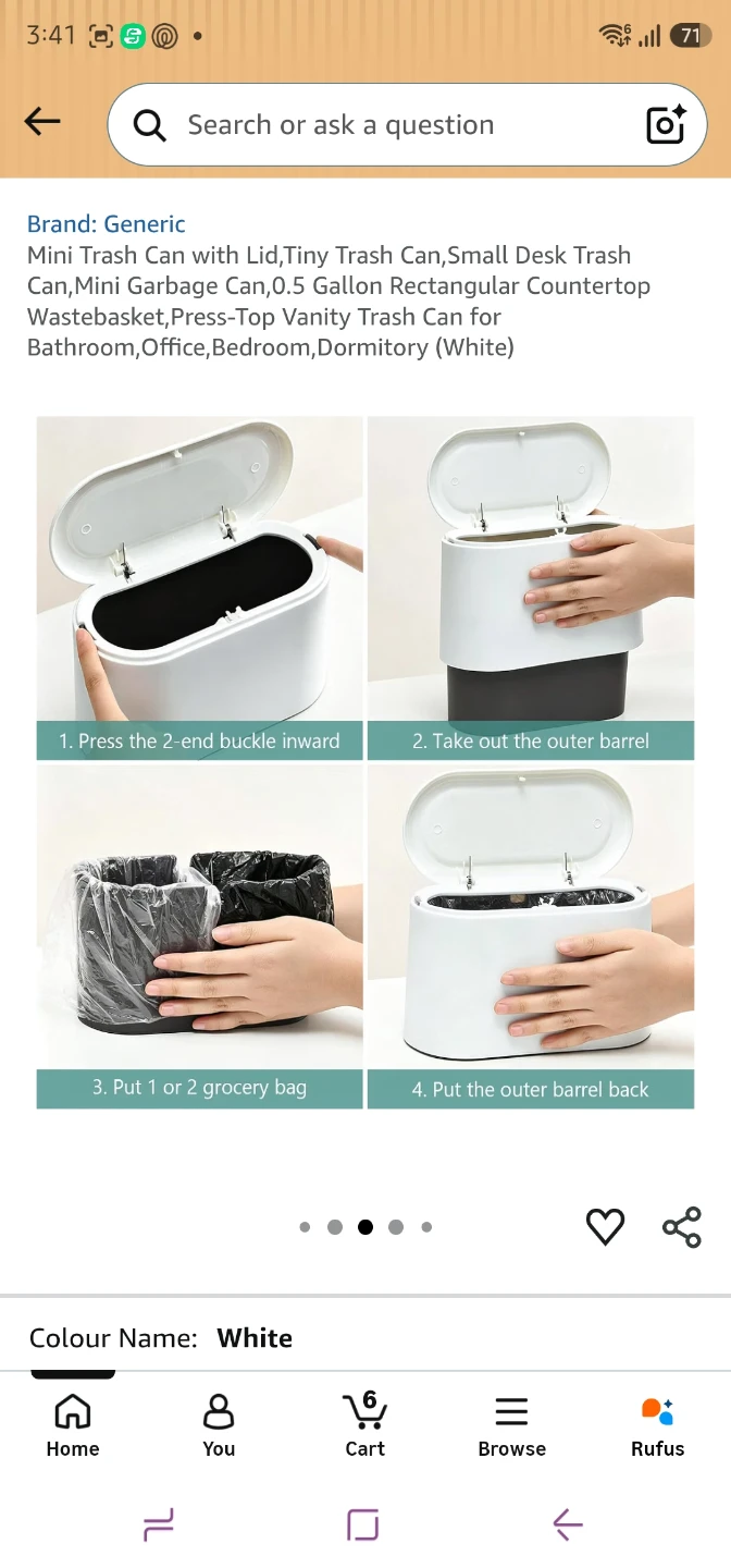 White Mini Desk Trash Can with Lid - photo 2