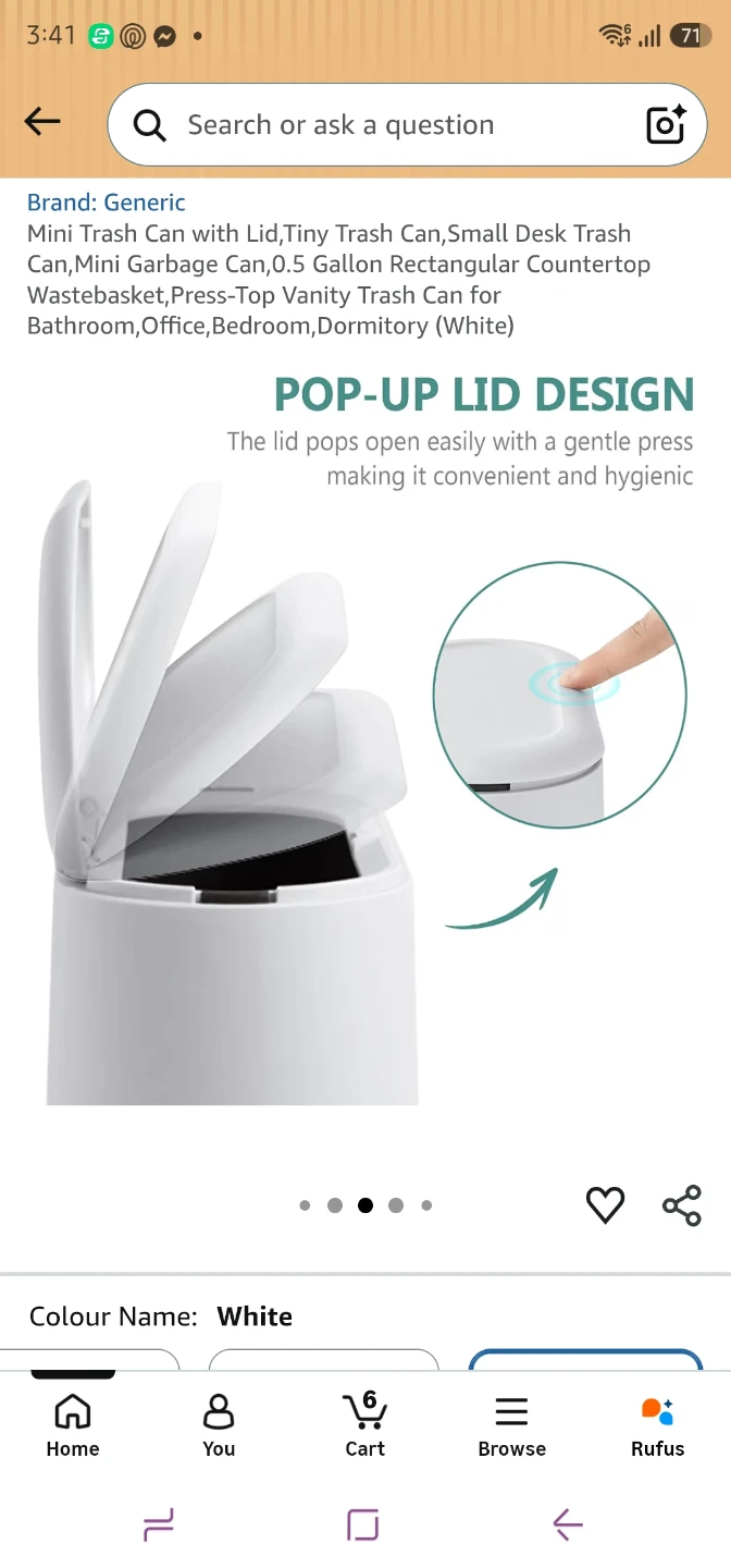 White Mini Desk Trash Can with Lid - photo 3