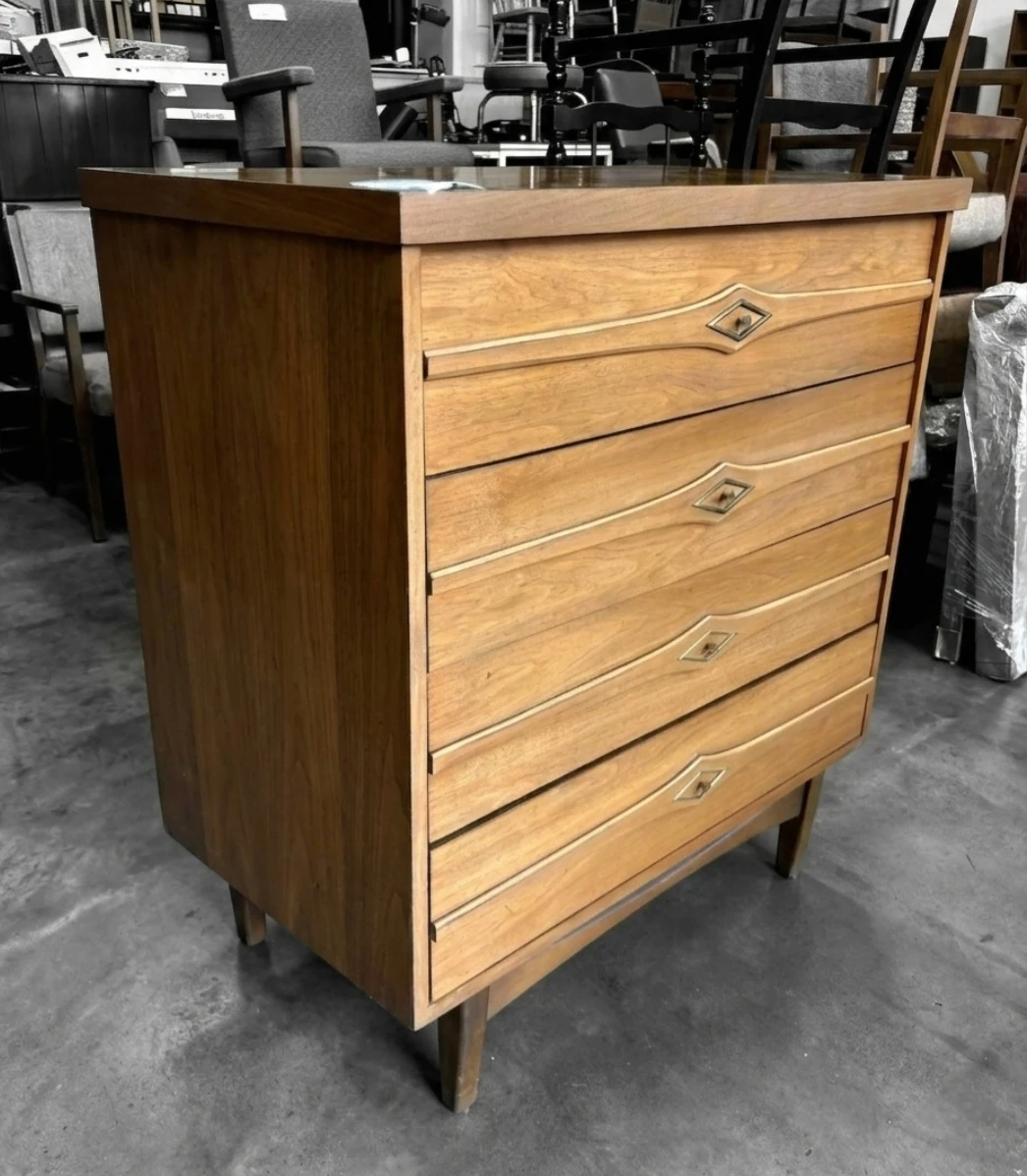 MCM Walnut Four Drawer Highboy Dresser - photo 3