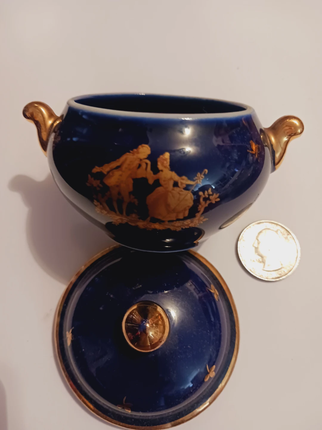 Limoges France Porcelain Miniature Trinket Dish with Lid - photo 3