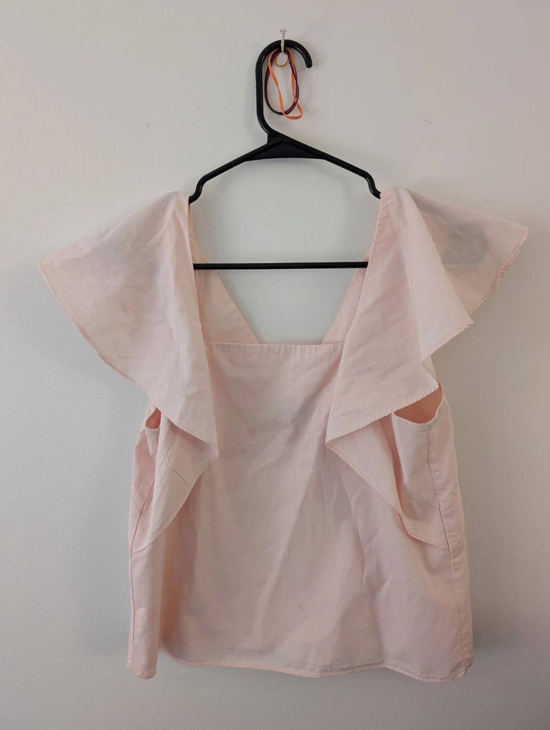 Zara TRF Cute Pink Ruffle Sleeve Blouse Top 16" Size XS