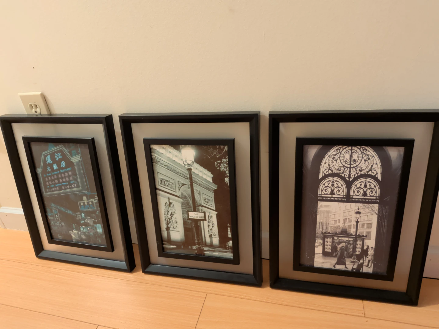 Set of 3 Framed Paris & Shanghai Prints