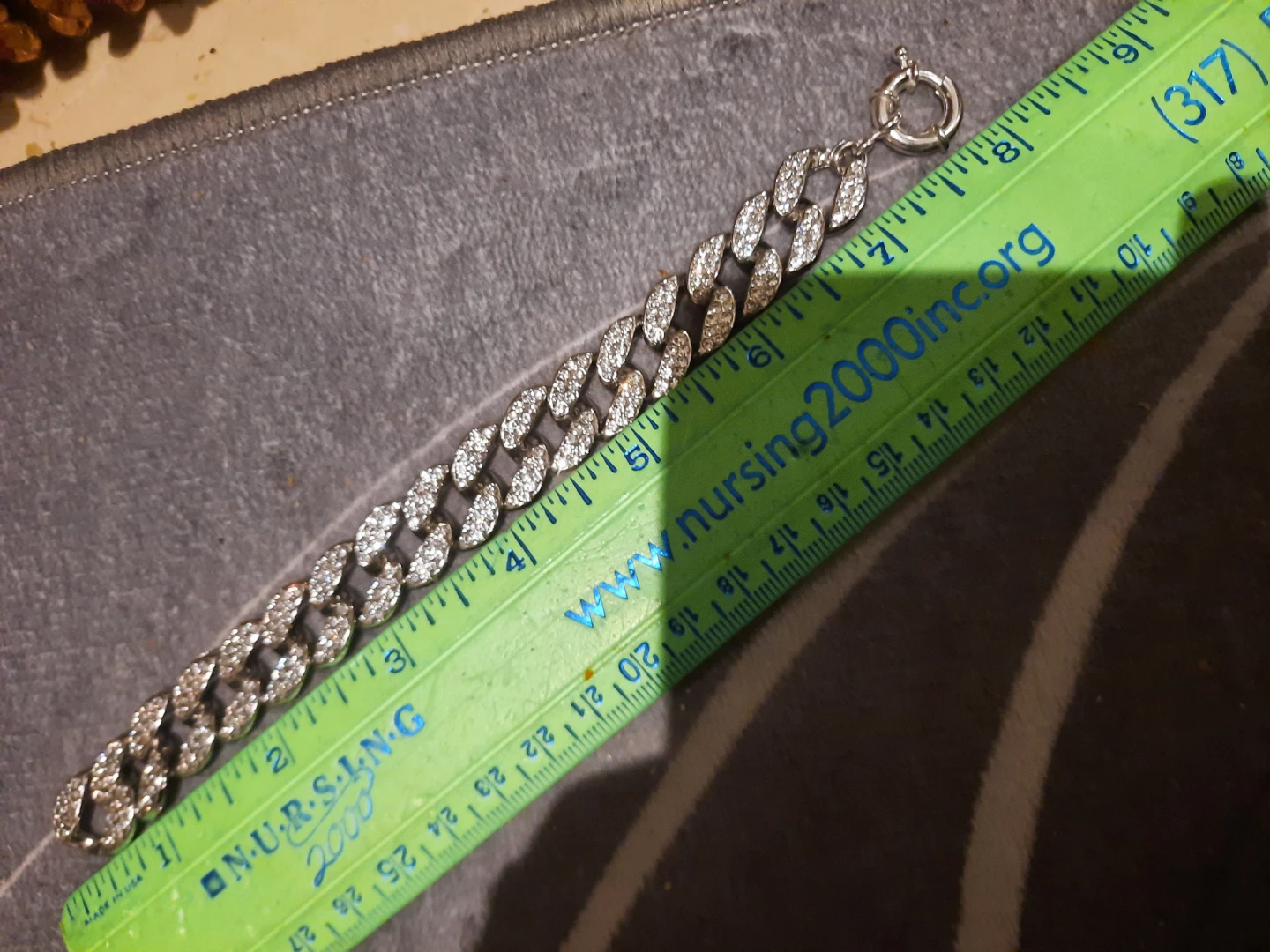 7.5" BLINGED OUT CUBAN Chain Bracelet Senora clasp Silver - photo 5