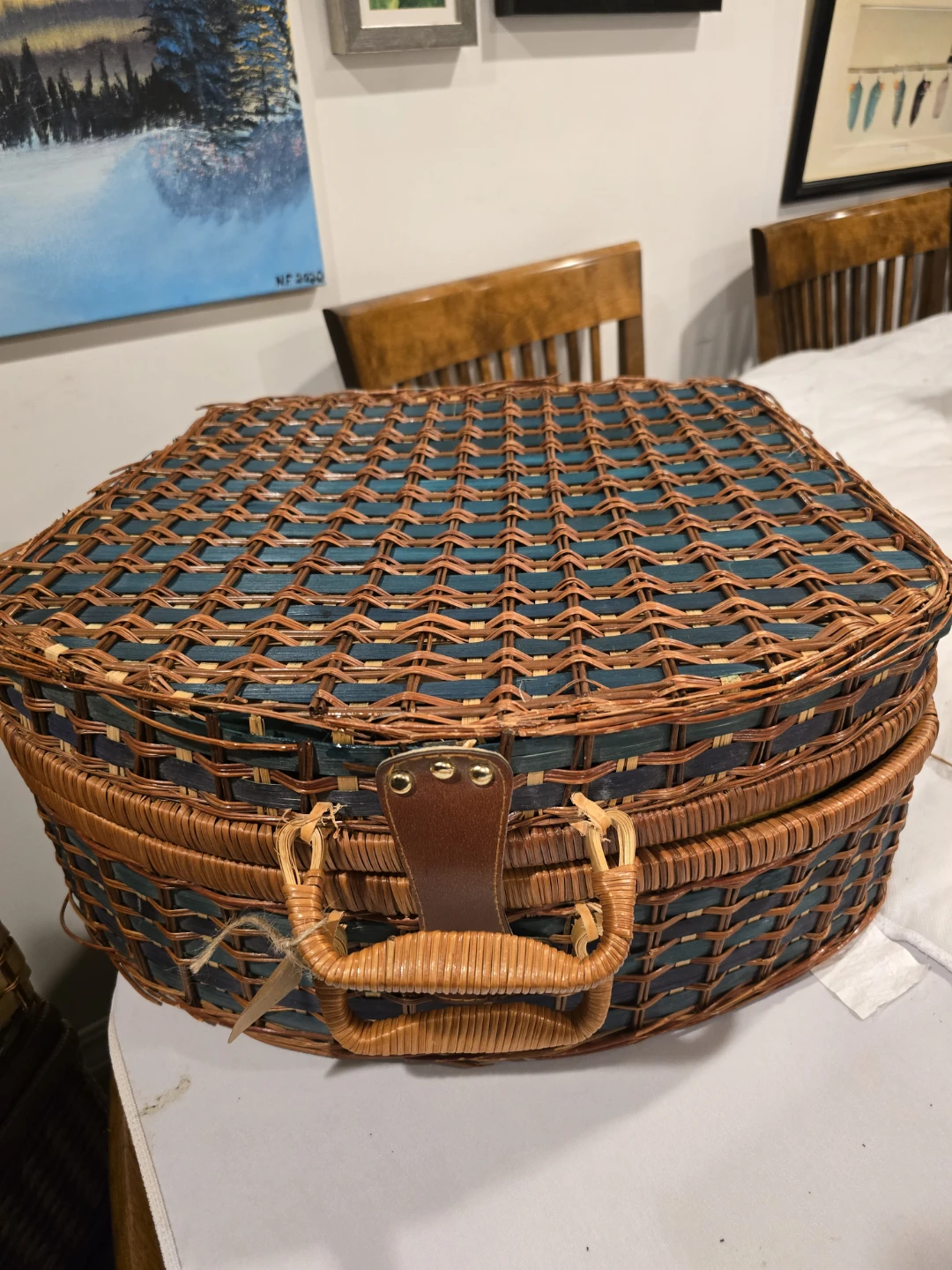 Wicker Picnic Basket with Plates and Cutlery