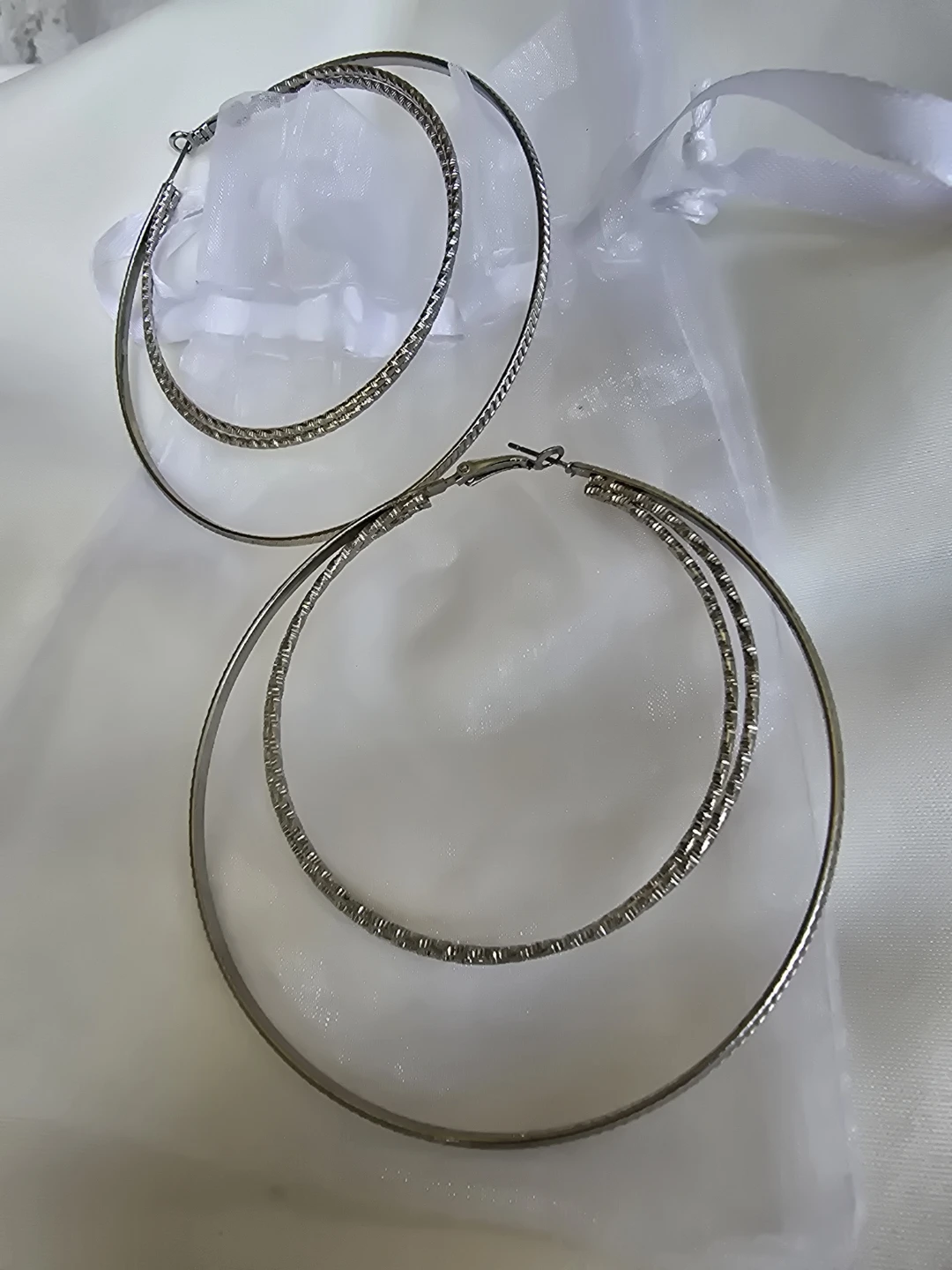 Silver Tone Hoop Earrings -Large - photo 4