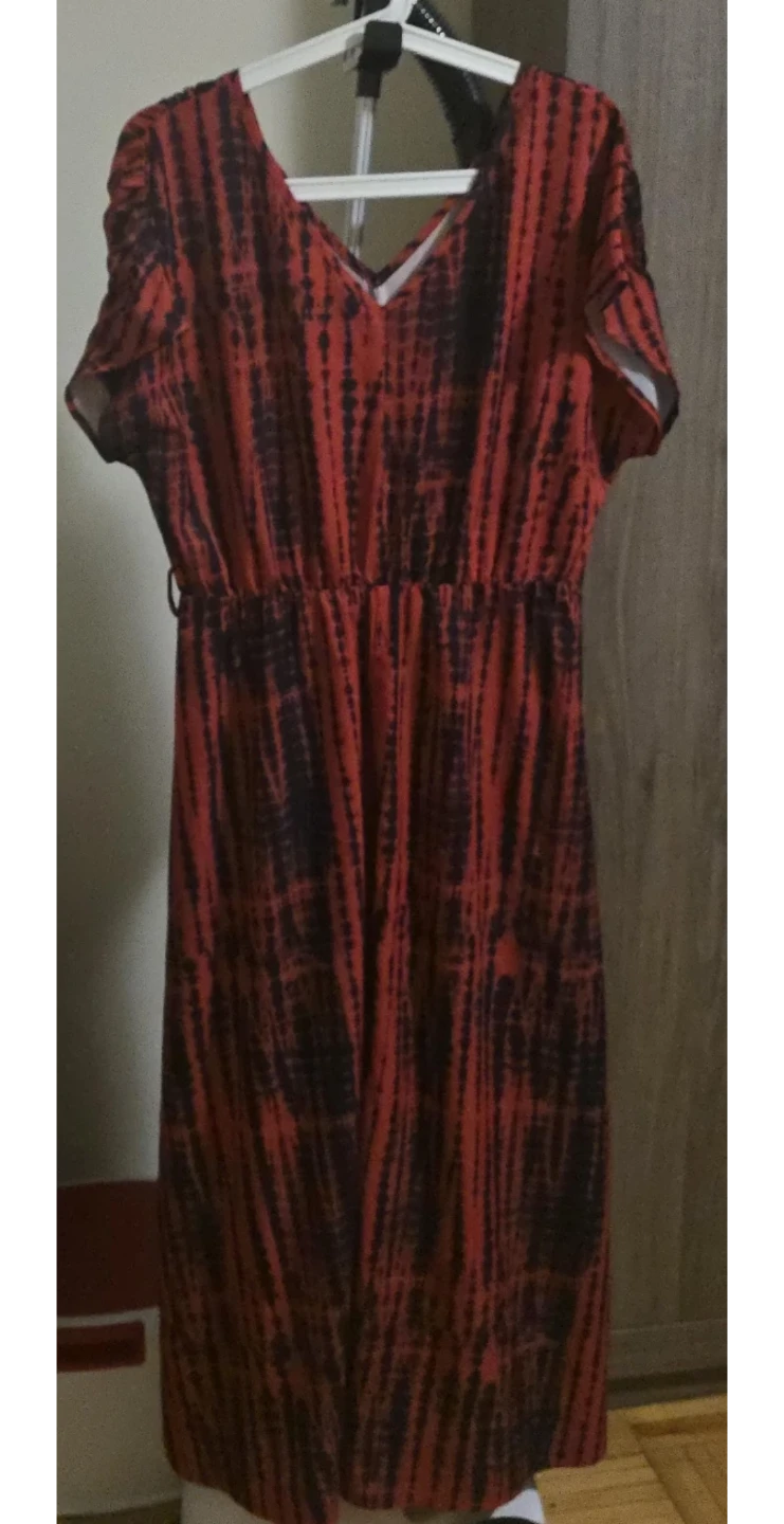 Red and Black Tie-Dye Maxi Dress
